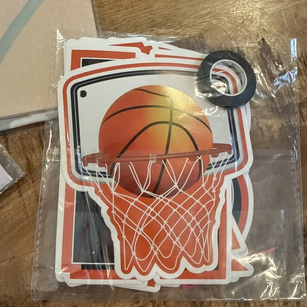 Basketball Theme Birthday Banner party decorations Poster Cake Toppers Table